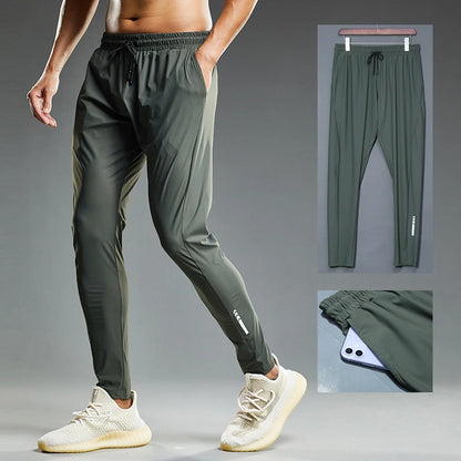 Summer Elastic Men Running Sport Pants Jogging Sweatpants Casual Outdoor Training Gym Fitness Trousers