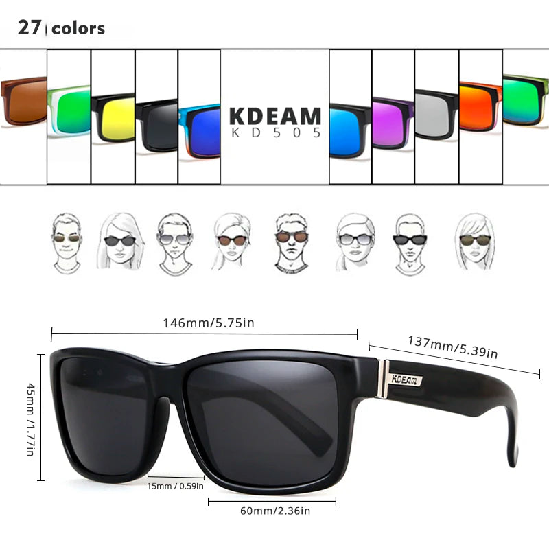 KDEAM Revamp Of Sport Men Sunglasses Polarized Shockingly Colors Sun Glasses Outdoor Driving Photochromic Sunglass With Box